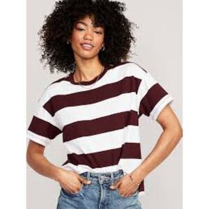 Old Navy Women's XL Short-Sleeve Vintage Striped T-Shirt 100% Cotton Tee
